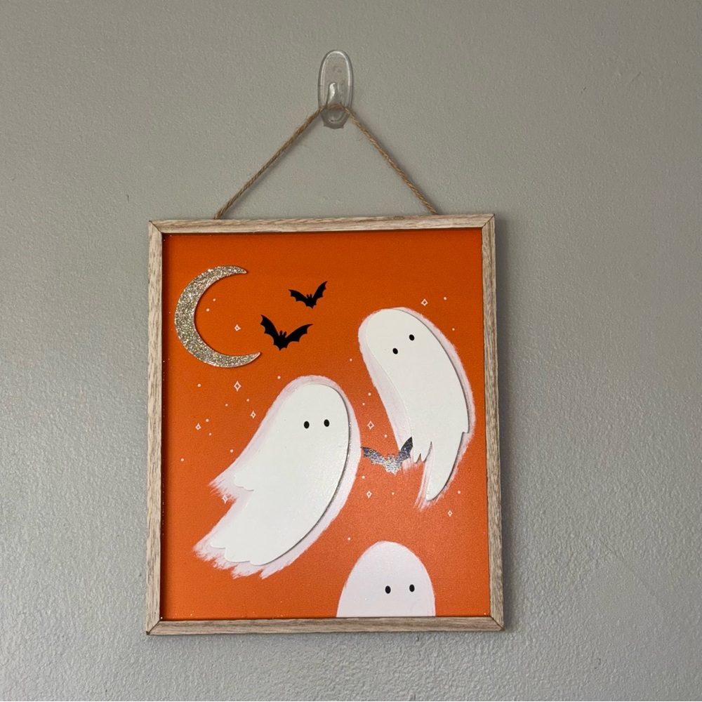 Target Hyde & EEK Boutique Wood Halloween Framed Ghost & Bat Sign / Picture